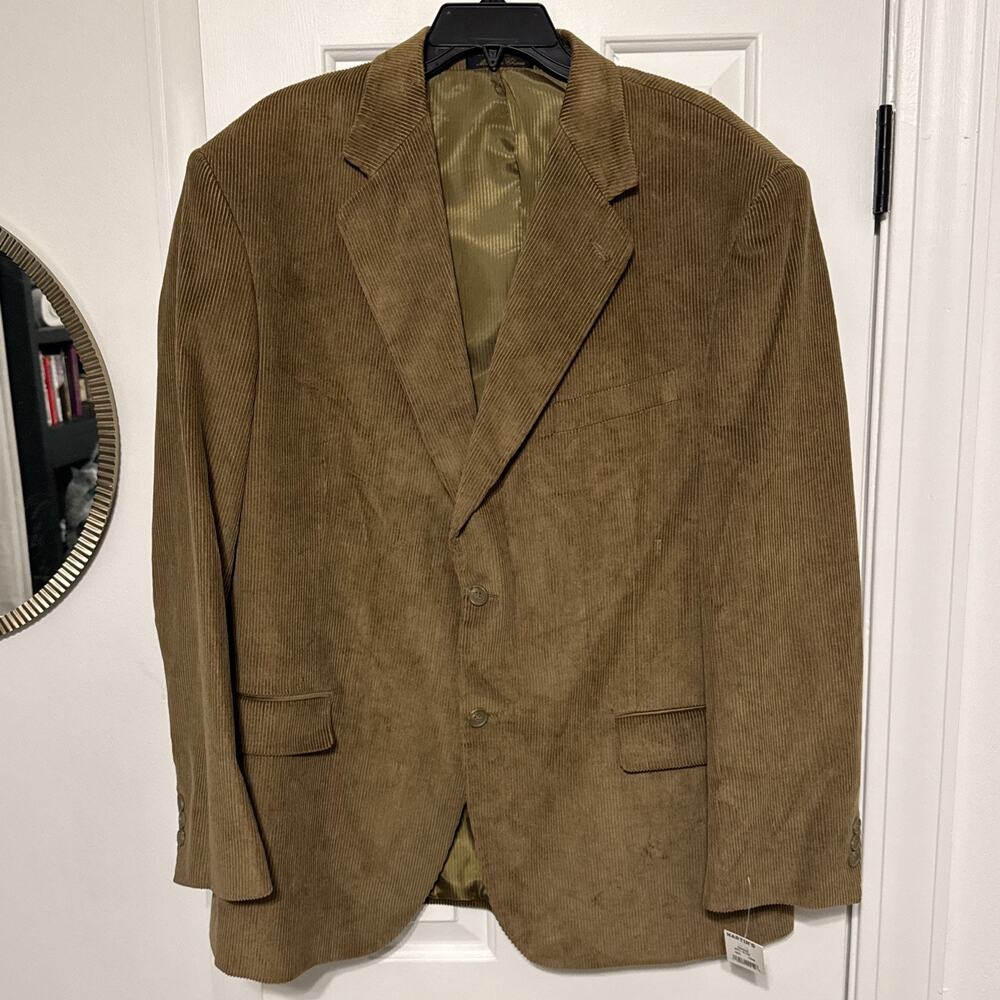 New Hunt Valley Men’s 46L Corduroy Blazer Jacket Brown Sport Coat 100% Cotton
